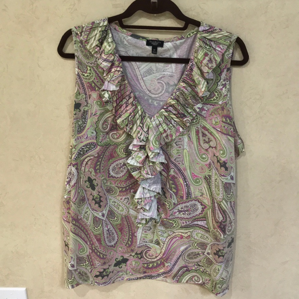 Talbots Paisley Ruffle Top